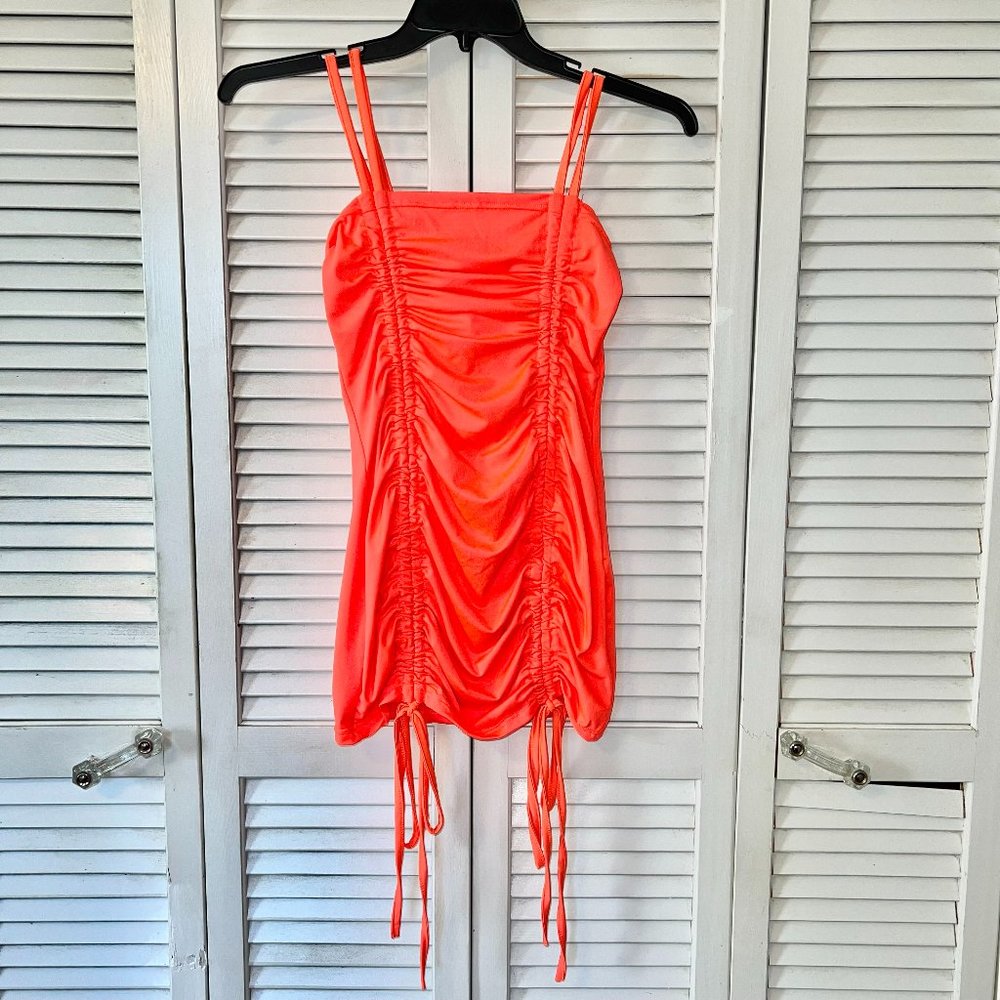 Coral Drawstring Dress
